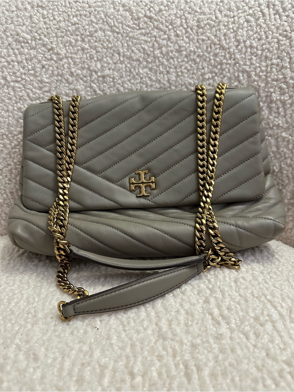 Tory Burch Quilted Leather Chain Shoulder Bag in Gray